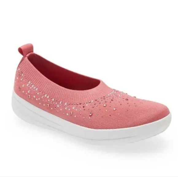 FitFlop UberKnit Ombre Crystal Ballerina Flat Pink Size 10 - Picture 1 of 10